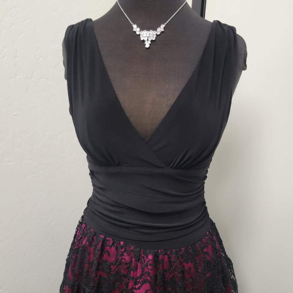 Black Dress with Fuchsia Underskirt - Picture 3 of 3